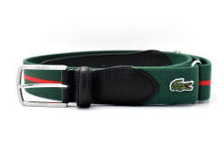 牛革付属ストレッチカジュアルベルト  「LACOSTE（ラコステ）」　LB66370　グリーン　正面