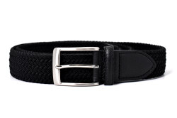 Stretch Mesh Belt (ストレッチメッシュベルト) メンズベルト 35mm幅広 「プレリーギンザ」 NB28380　ブラック　正面